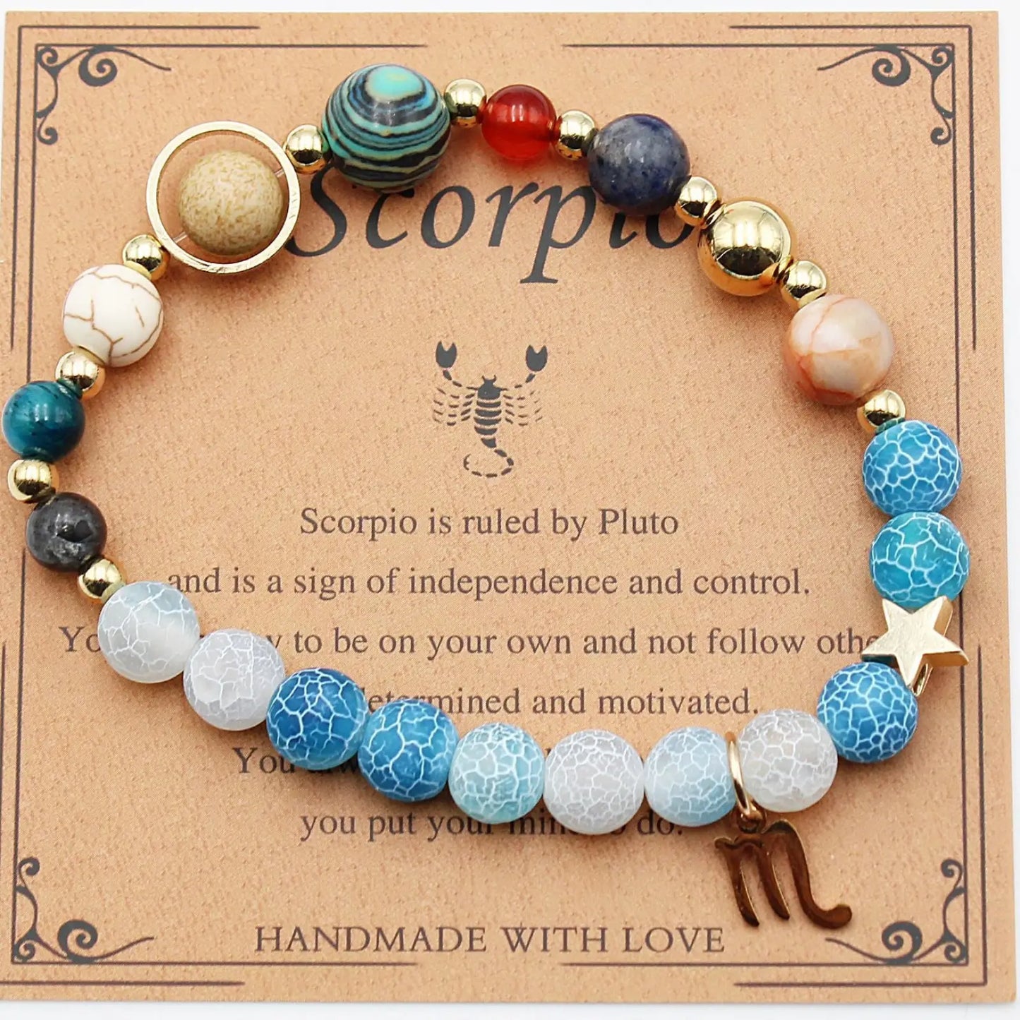 Natural Stone Twelve Zodiac Constellation Beaded Bracelet