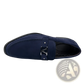 Navy Blue Suede Buckle Loafers with Non Slip Rubber Soles