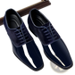 Navy Two Tone Velvet and Patent Leather Oxford Shoes
