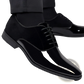 Navy Two Tone Velvet and Patent Leather Oxford Shoes
