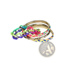 Neon Braided Gold Bangle Bracelet Set with Star Accents