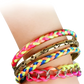 Neon Braided Gold Bangle Bracelet Set with Star Accents