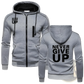 Never Give Up Contrast Zip Hoodie for Men