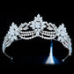 Floral 3a Zirconia Silver Bridal Tiara with Pastel Crystals