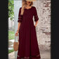 Mesh Patchwork Maxi Dress with Pockets and Sheer Accents