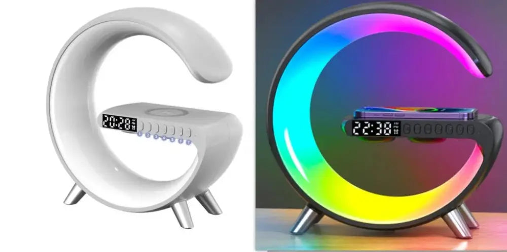 G-shaped Led Lamp with Bluetooth Speaker and Wireless Charger