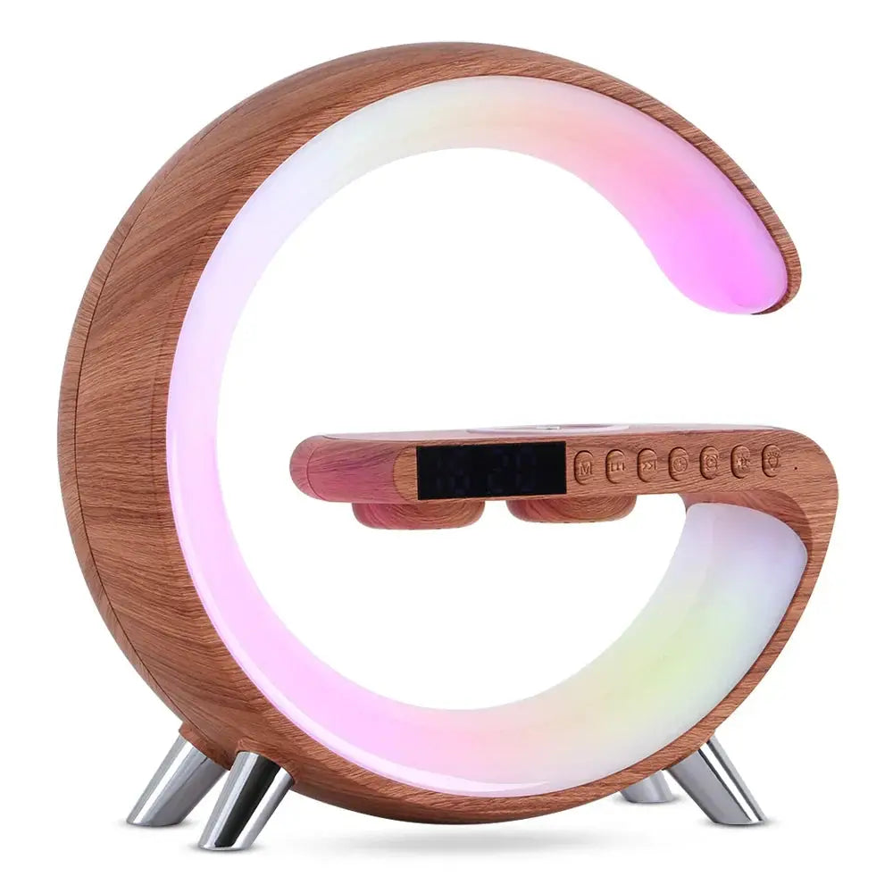 G-shaped Led Lamp with Bluetooth Speaker and Wireless Charger