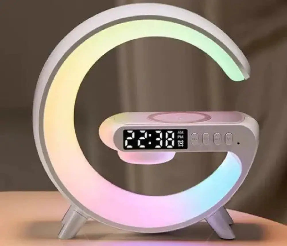 G-shaped Led Lamp with Bluetooth Speaker and Wireless Charger
