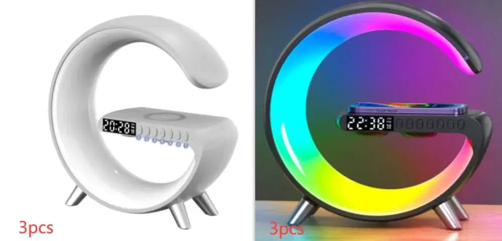 G-shaped Led Lamp with Bluetooth Speaker and Wireless Charger
