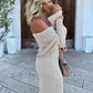 Shimmering one Shoulder Knit Maxi Beach Dress