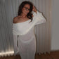 Shimmering one Shoulder Knit Maxi Beach Dress