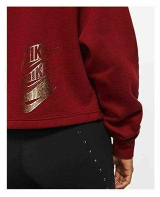 Blusa Nike Sportswear Shine Fleece Plus Size Feminina com Zíper 1/2 Vermelho Brilhante Tamanho 2 Extra Grande
