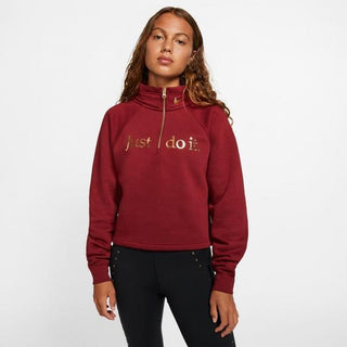 Blusa Nike Sportswear Shine Fleece Plus Size Feminina com Zíper 1/2 Vermelho Brilhante Tamanho 2 Extra Grande
