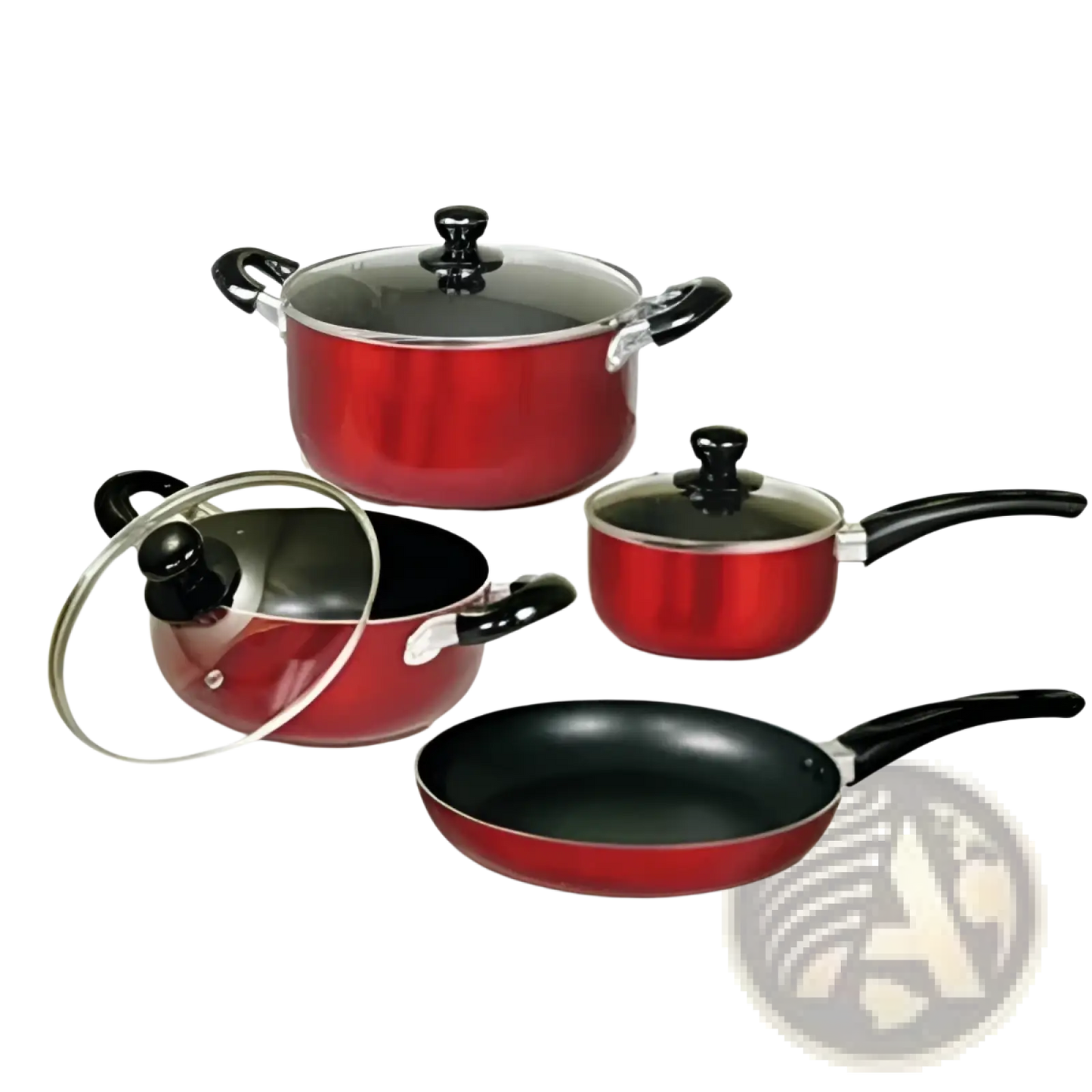 Non-stick Cookware Set 7 Piece Red Aluminum