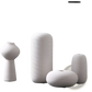 Nordic White Ribbed Ceramic Vase for Modern Home Decor