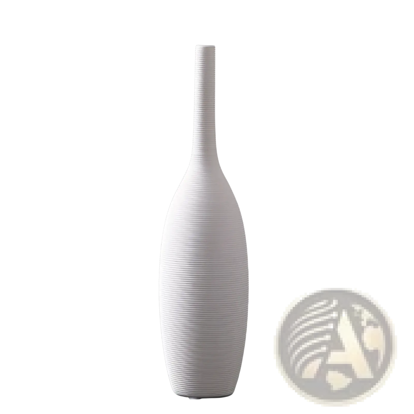 Nordic White Ribbed Ceramic Vase for Modern Home Decor