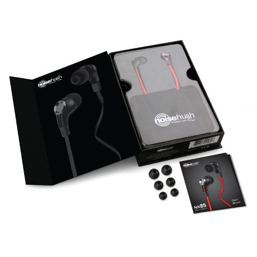 Fones de ouvido estéreo intra-auriculares NoiseHush Premium Bass com microfone em linha