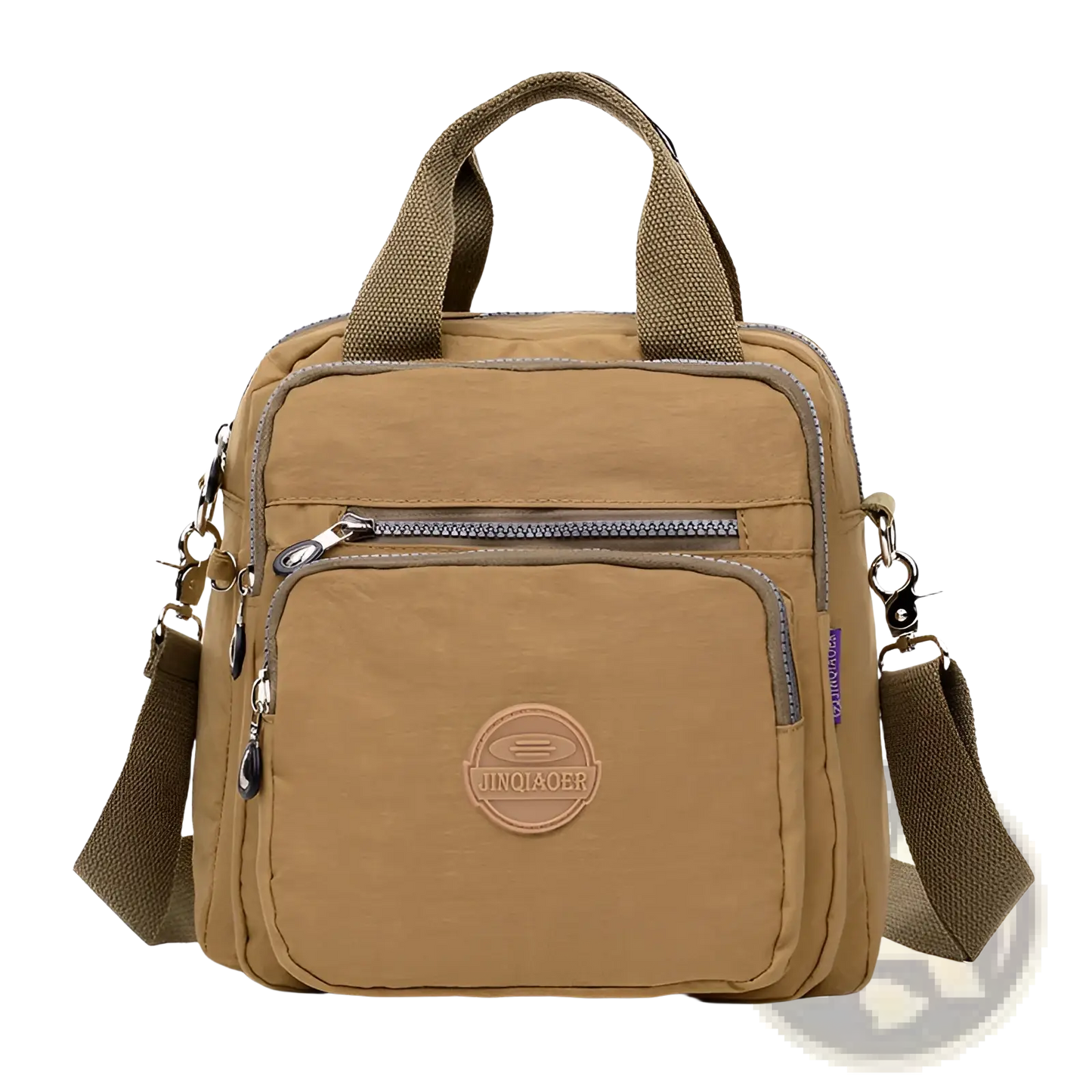Nylon Messenger Bag Multi Zipper Canvas Backpack