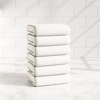 Cotton Border-Stitched 6-Piece Towel Set - Valery Collection