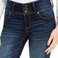 Calça jeans skinny Indigo Rein Junior, cintura média, com três botões, azul, tamanho 5