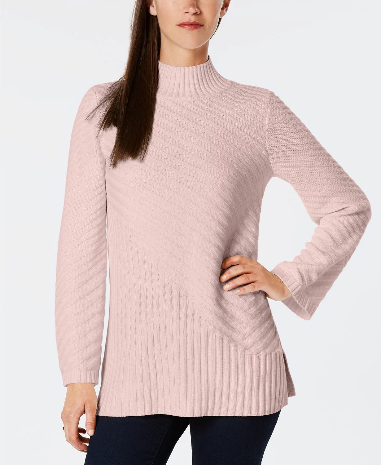 Suéter feminino Charter Club com gola falsa e pontos mistos, rosa, tamanho extrapequeno