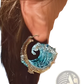 Ocean Wave Turquoise Glass Pendant Necklace with Gold Accents