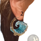 Ocean Wave Turquoise Glass Pendant Necklace with Gold Accents
