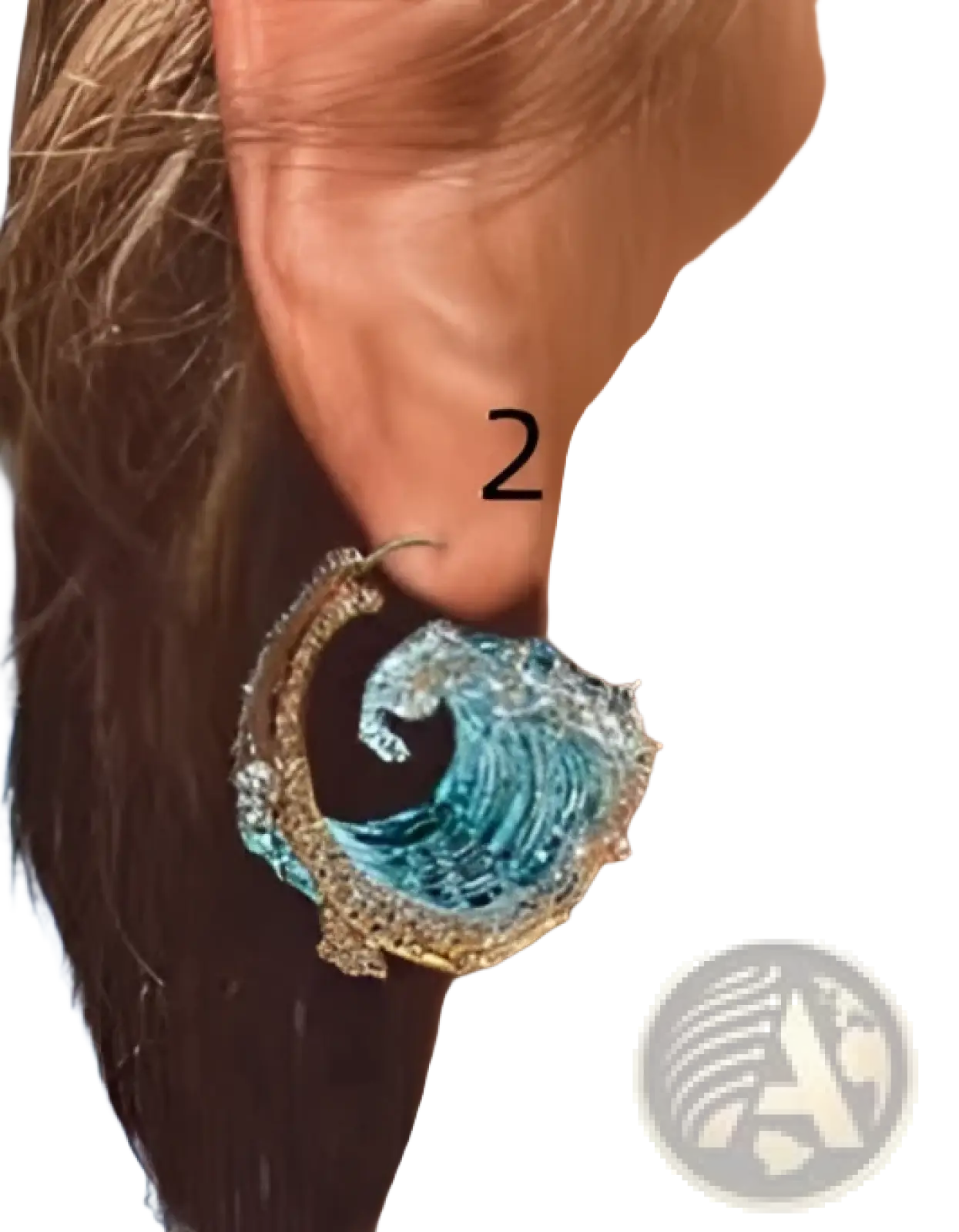 Ocean Wave Turquoise Glass Pendant Necklace with Gold Accents