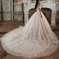 French Mori Embroidered Off-shoulder Tulle Wedding Dress