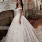 French Mori Embroidered Off-shoulder Tulle Wedding Dress