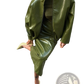 Olive Green Patent Leather Jacket and Midi Skirt Set