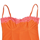 Orange Lace Trim Mesh Midi Dress
