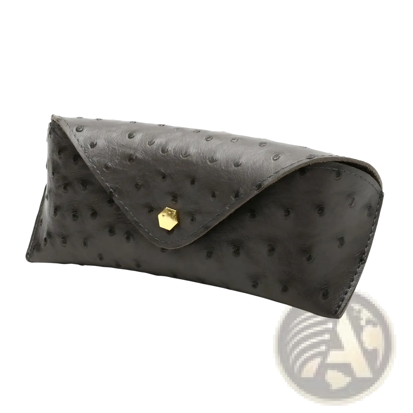 Ostrich Leather Polka Dot Sunglasses Case with Gold Clasp