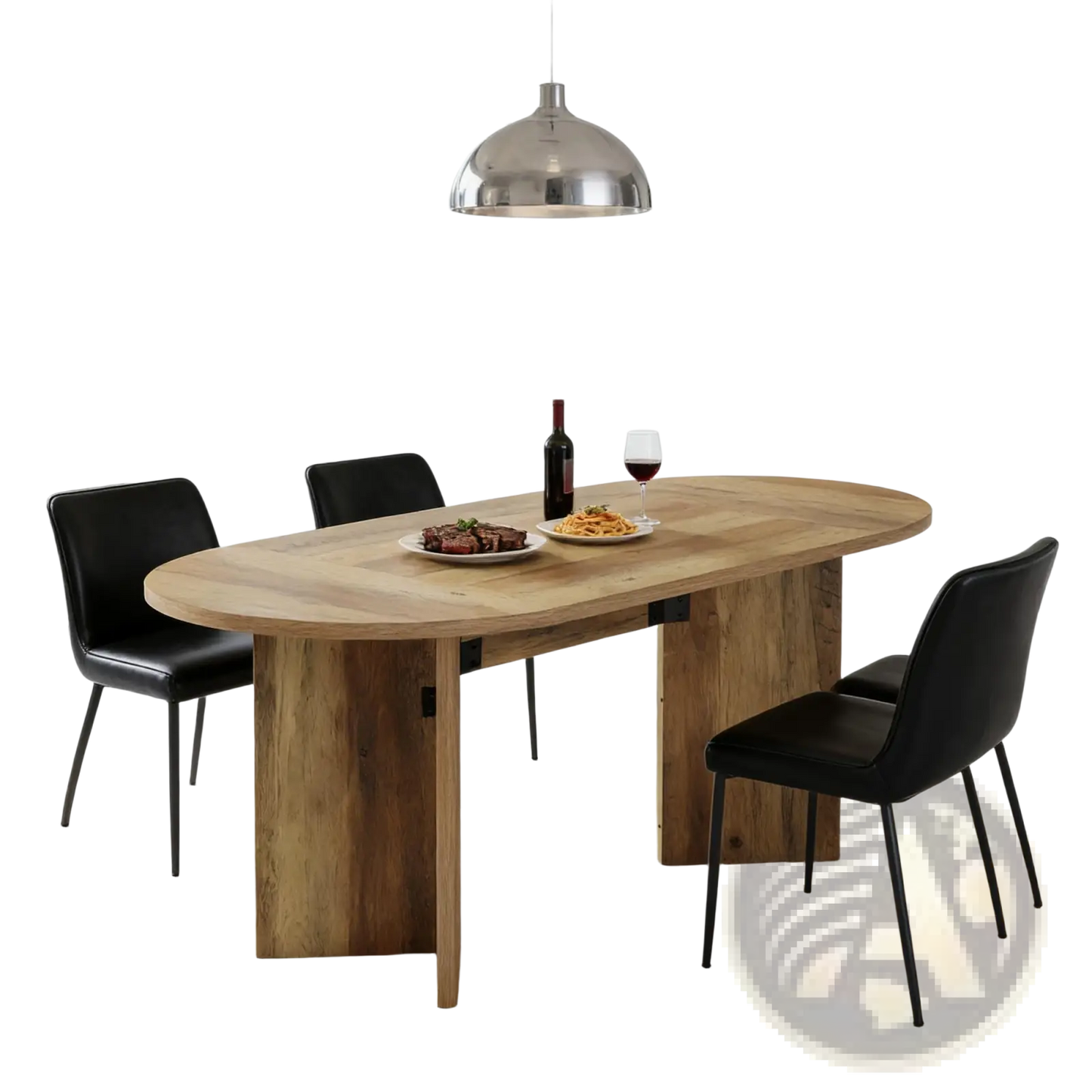 Oval Wooden Dining Table 63 Inch Rustic Pedestal Base