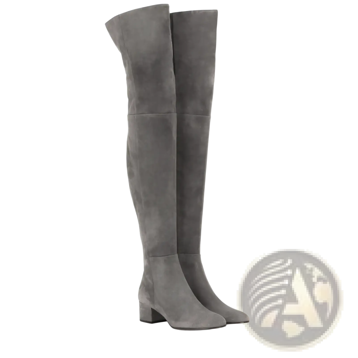 Over the Knee Suede Boots with Low Block Heel