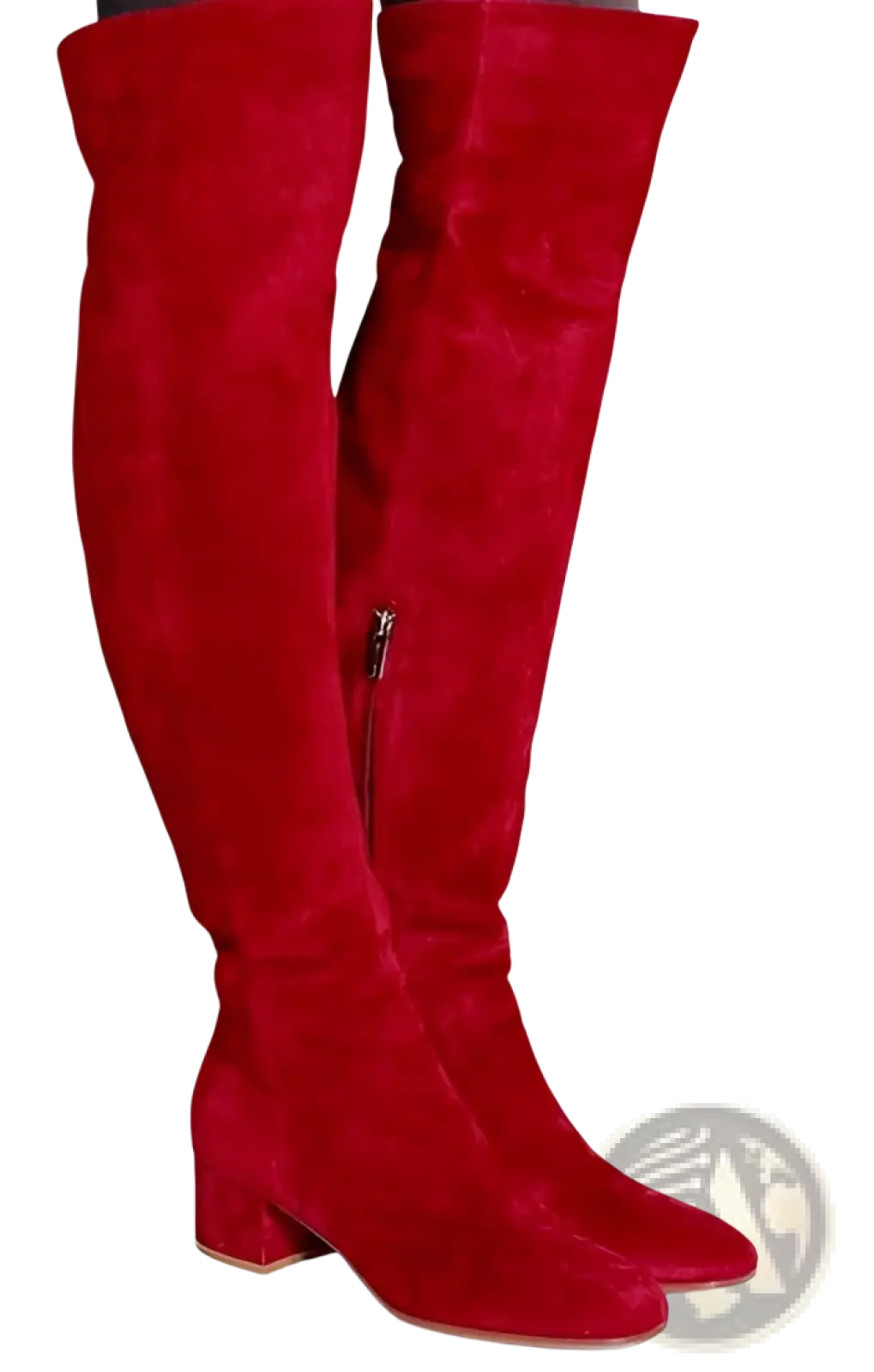 Over the Knee Suede Boots with Low Block Heel