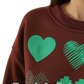 Oversized Heart Pattern Graphic Sweatshirt