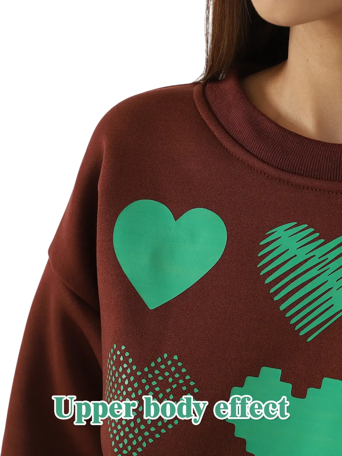 Oversized Heart Pattern Graphic Sweatshirt
