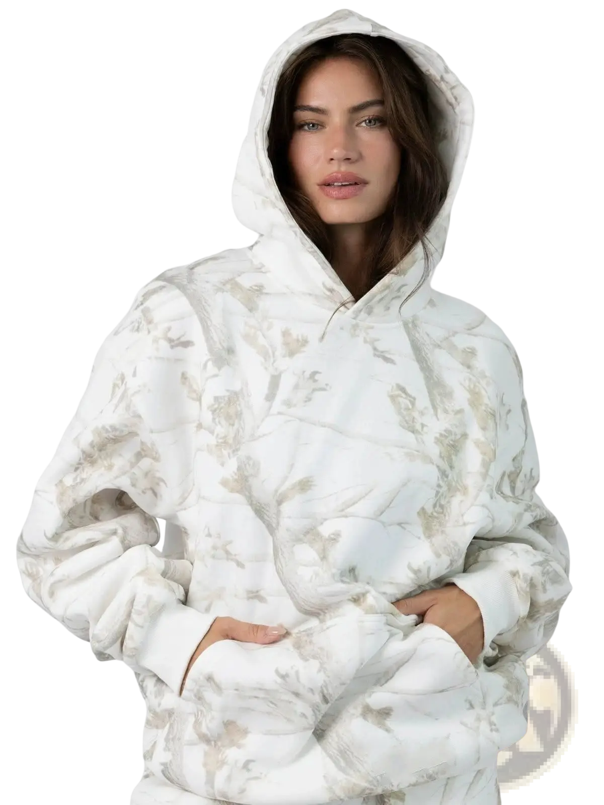 Oversized Leafy Camouflage Lantern Sleeve Hoodie