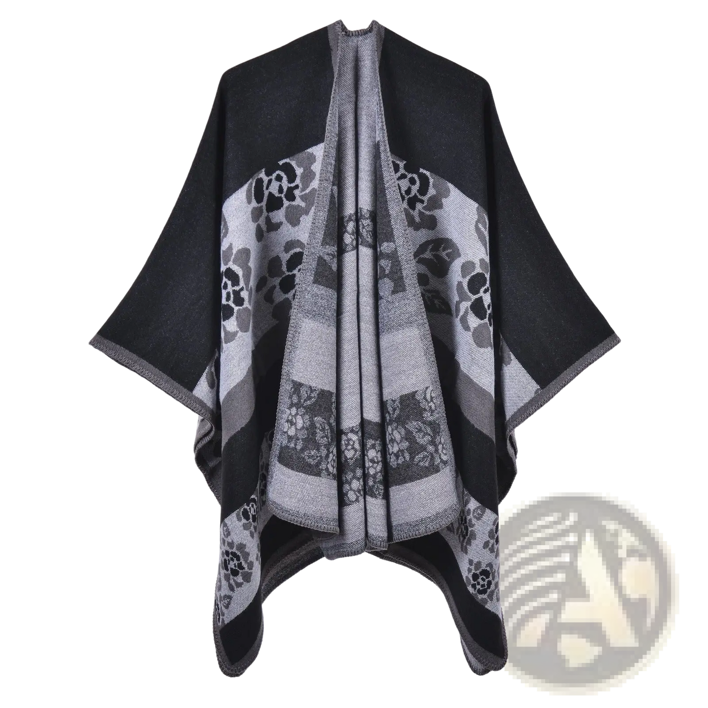 Oversized Plaid Woolen Cape Geometric Travel Shawl