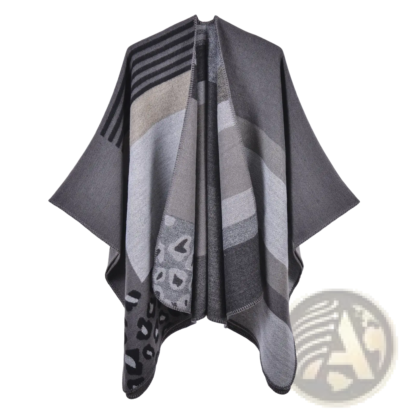 Oversized Plaid Woolen Cape Geometric Travel Shawl