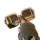 Oversized Square Fashion Sunglasses with Translucent Frames