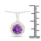 1.87 Carat Genuine Amethyst and White Diamond 14K Yellow Gold with .925 Sterling Silver Pendant