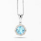2.32 Carat Genuine Swiss Blue Topaz and White Diamond 14K Yellow Gold with .925 Sterling Silver Pendant