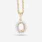 0.13 Carat Genuine White Diamond 14K Yellow Gold Semi Mount Pendant - holds 8x6mm Oval Gemstone
