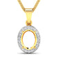 0.22 Carat Genuine White Diamond 14K Yellow Gold Semi Mount Pendant - holds 9x7mm Oval Gemstone