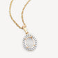 0.22 Carat Genuine White Diamond 14K Yellow Gold Semi Mount Pendant - holds 9x7mm Oval Gemstone