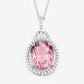 3.90 Carat Genuine Pink Tourmaline and White Diamond 14K White Gold Pendant