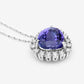 3.25 Carat Genuine Tanzanite and White Diamond 14K White Gold Pendant