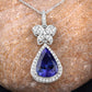 5.54 Carat Genuine Tanzanite and White Diamond 18K White Gold Pendant